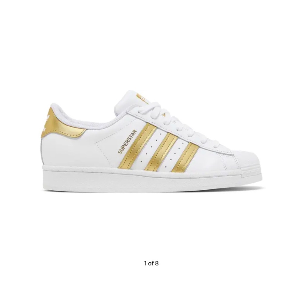 Adidas Superstar sneakers Size 7 white/gold, EUC